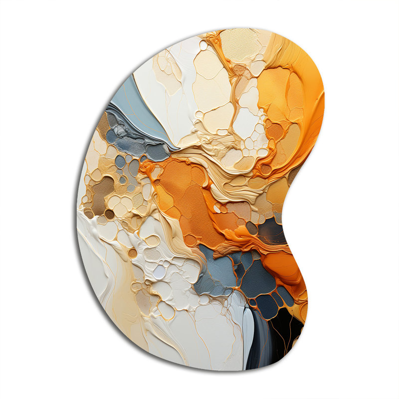 «Orange Blue Line Art Abstract Expressionism - Asymmetric Line Art, art mural en métal, forme irrégulière, reproduction de sculpture murale en métal