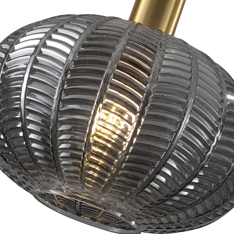 Luminaire suspendu sphérique en verre 1 lumière 10,24 "à intensité variable pour îlot de cuisine, Doré