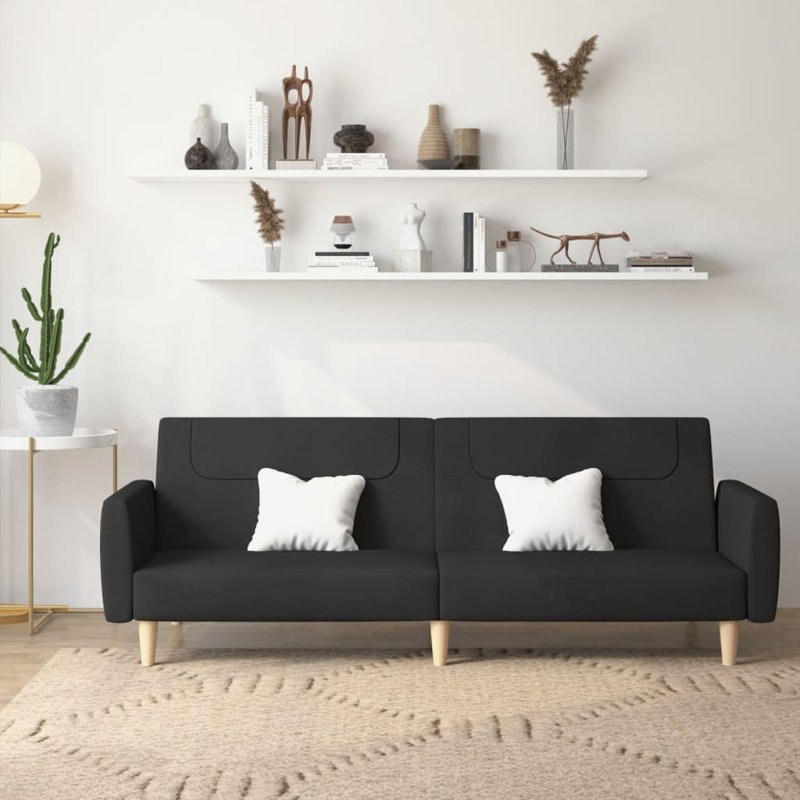 Ryze Upholstered 86.6'' Reclining Sofa, Black Fabric