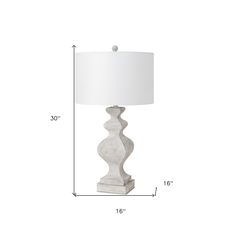 Set of Two 30" Distressed White Table Lamp USB With White Cone Shade