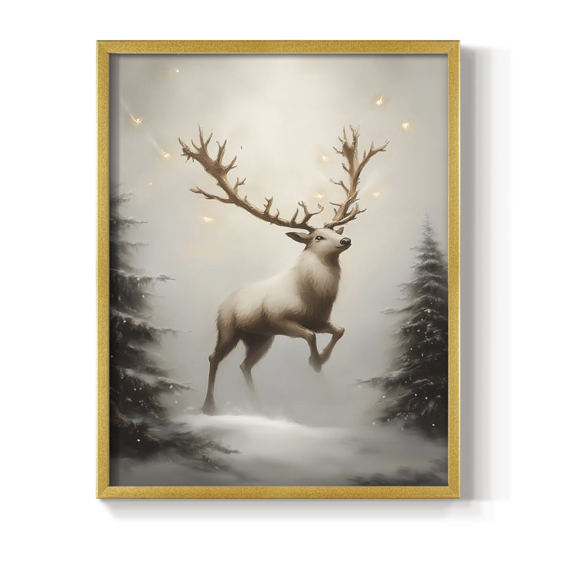 «Christmas Holiday Art», série 2-CVII, reproduction encadrée - bois massif, H 15 po x l 12 po, Doré