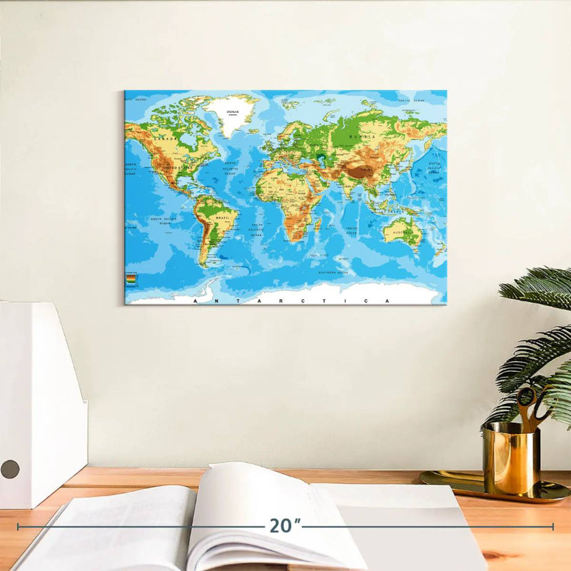 Carte du monde très détaillée Aliaz, H 8 po x l 12 po