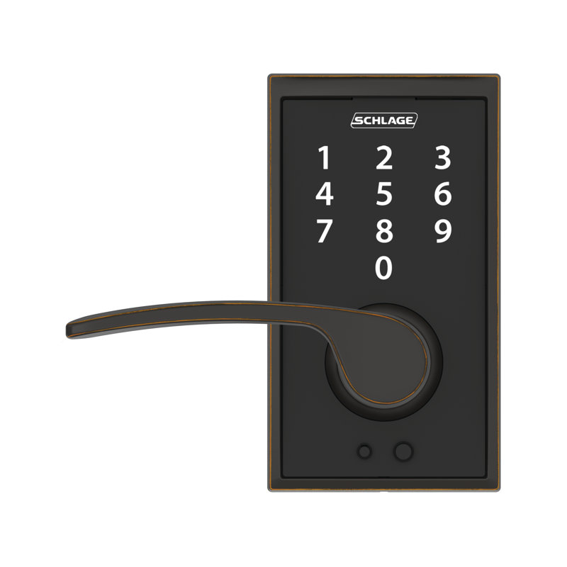 Schlage Touch Keyless Touchscreen Lever with Century Trim and Merano Lever, Aged Bronze