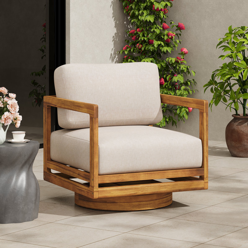 Sundale Outdoor Acacia Wood 360° Swivel Lounge Chair