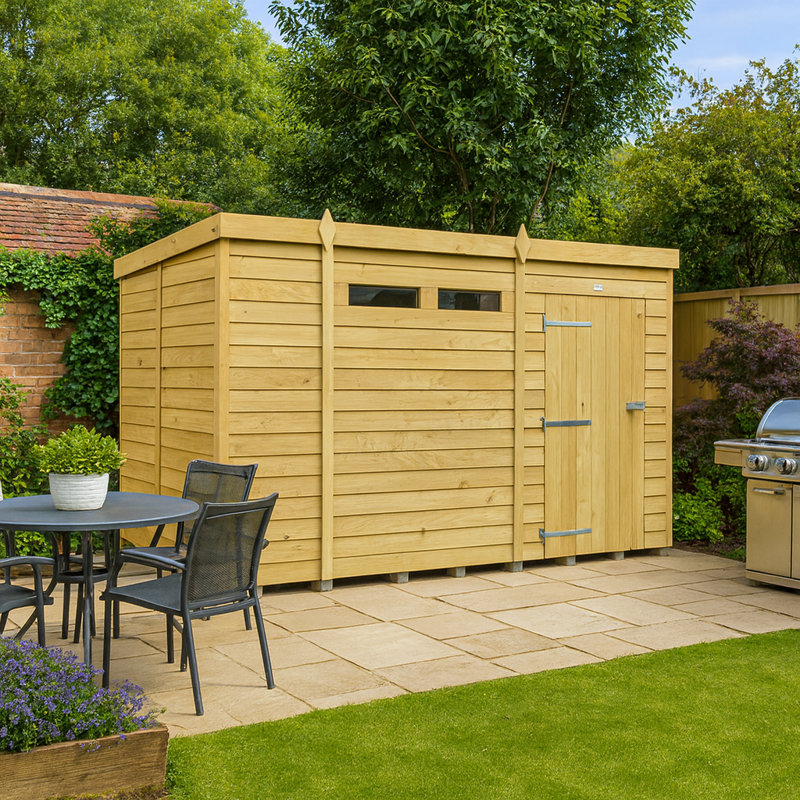10ft x 6ft Pent Security Shed - Single Door
