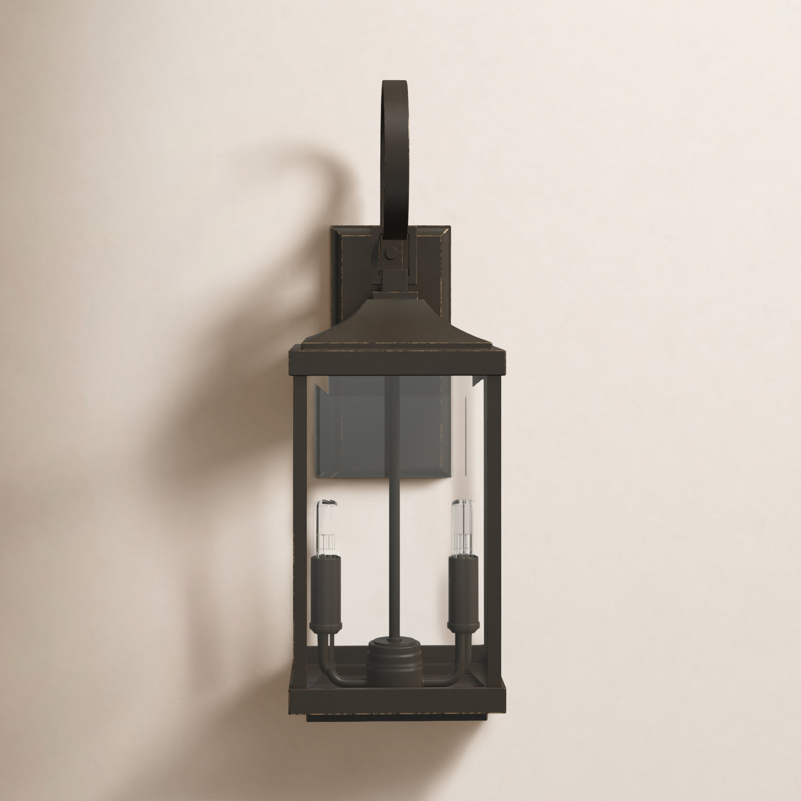 Crawley 2-Light Beveled Glass Outdoor Wall Lantern, Antique Bronze