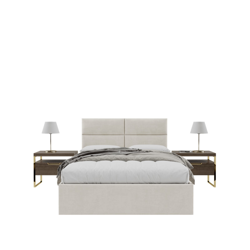 Sapan Upholstered Headboard, Micro Suede Light Taupe, King  