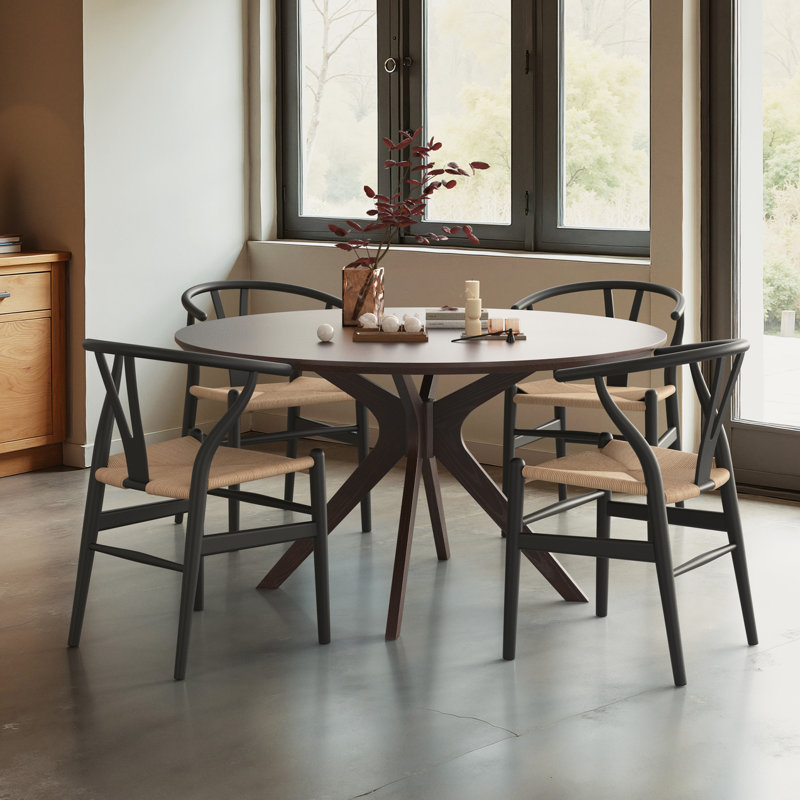 Ensemble repas pour 4 personnes, Noir / Beige
