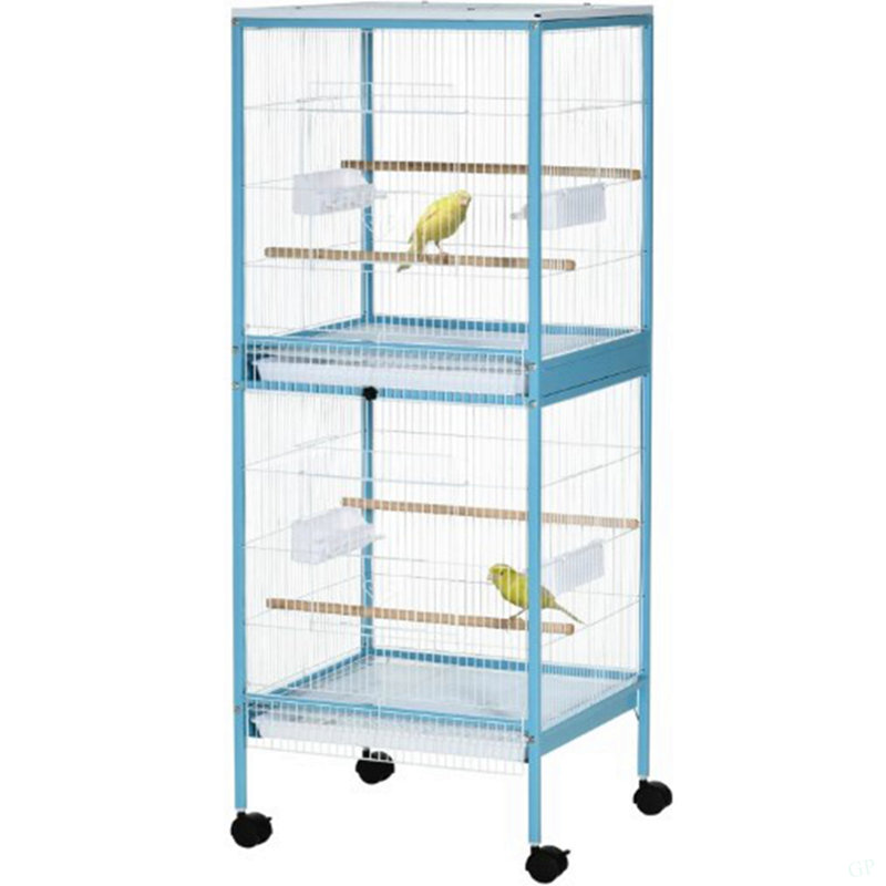 Cage à oiseaux de grand espace, maison de volière avec roulettes, quatre portes, habitat pour oiseaux facile à nettoyer