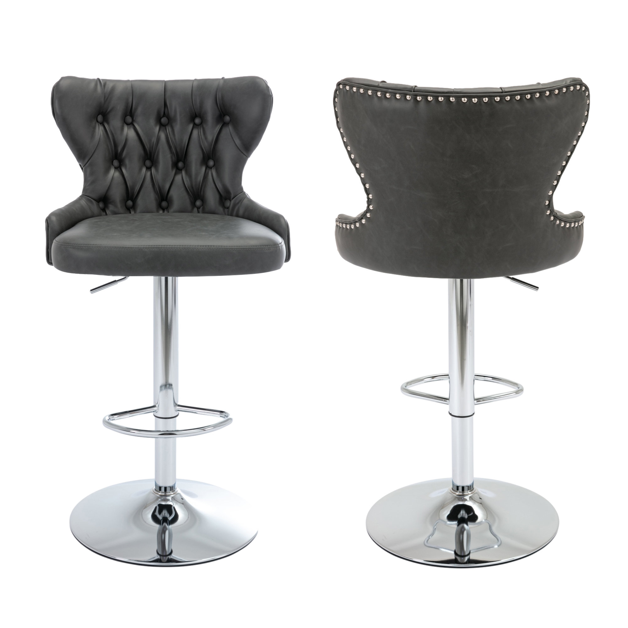 House of Hampton Jida Swivel PU Adjustable Height Counter Bar Stools ...