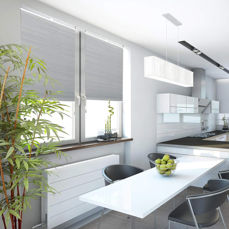 Blackout Pleated Shade, Grey/White, 80cm W x 120cm L