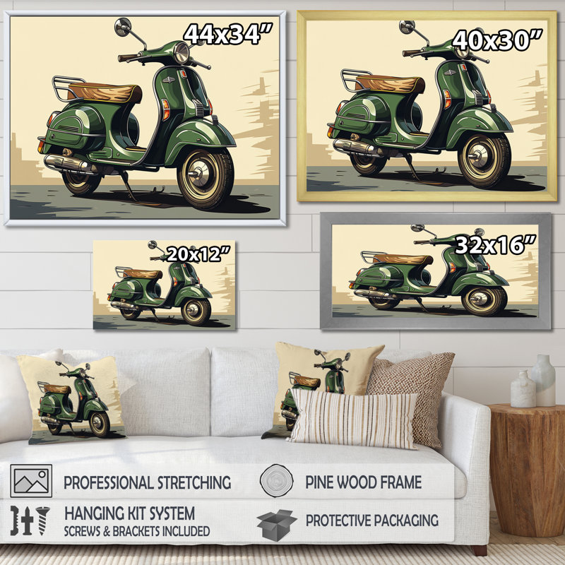 Scooter vert rétro électrique I, Toile tendue, H 16 po x l 32 po x P 1 po