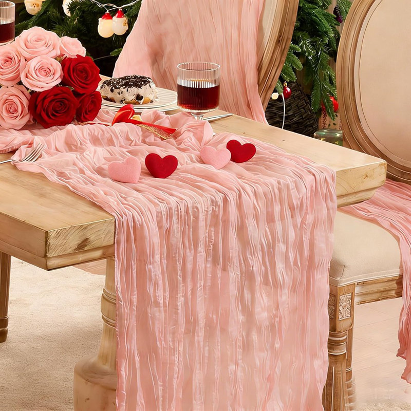 Chemin de table en étamine Cheesecloth - rose cendré - style rustique bohème