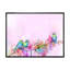 Pinceau rose et oiseaux mauves - reproduction sur toile avec cadre flottant-618871710-618871701