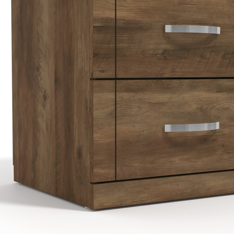 Avigail 20.31" 2 Drawer Nightstand, Knotty Oak, Individual