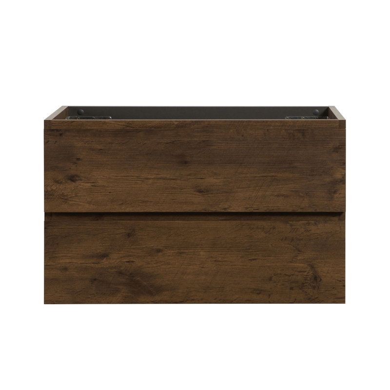Armoire murale de couleur noyer sans vasque 36 W - 105, deux tiroirs, fermeture silencieuse, rangement, armoire à fixation moderne 105, noyer, option de rangement généreuse