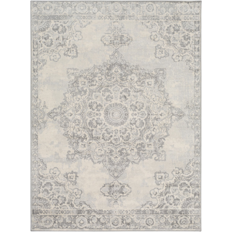 Tapis gris argenté / gris moyen / crème Hilyard, Rectangle 7 pi 10 po x 10 pi 3 po