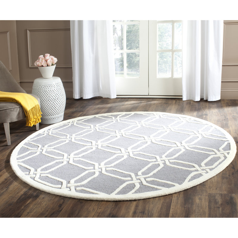 Martins Hand Tufted Wool Geometric Rug, Round 6'