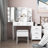 Calletano 44.3"Wide Makeup Vanity Set with Mirror Cabinet, Stool,5 Drawers-421445682