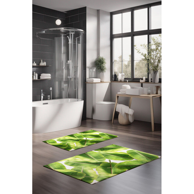 Eakly Luxury Bathmat Set (2 Pieces), 100% Polyester, 16.0 x 23.6 inches & 23.6 x 39.4 inches | Non-Slip Antibacterial Design, 0.3 in Pile Height | Machine Washable, Durable & Easy to Clean | Ideal for Bathroom Décor