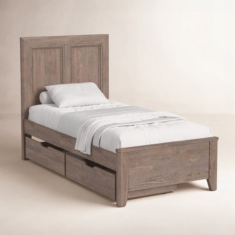 Cohn Solid Wood Panel Bed, Twin, Twin, Harvest Brown