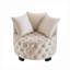 Fauteuil club contemporain en velours capitonné à dossier arrondi, sièges d'appoint beiges pour le salon-190035726