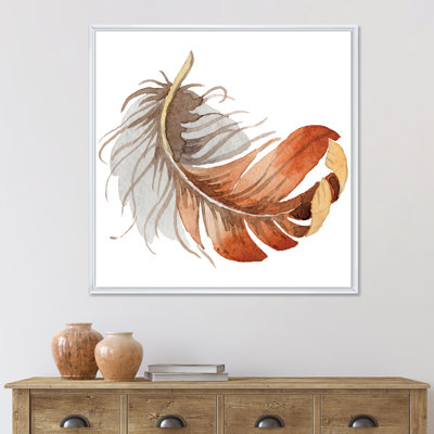 Plume d'oiseau orange et orange - Peinture sur toile