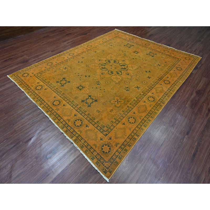 Tapis oriental rectangulaire en laine noué à la main surteint 7 pi 8 po x 9 pi 10 po - MOA10220402