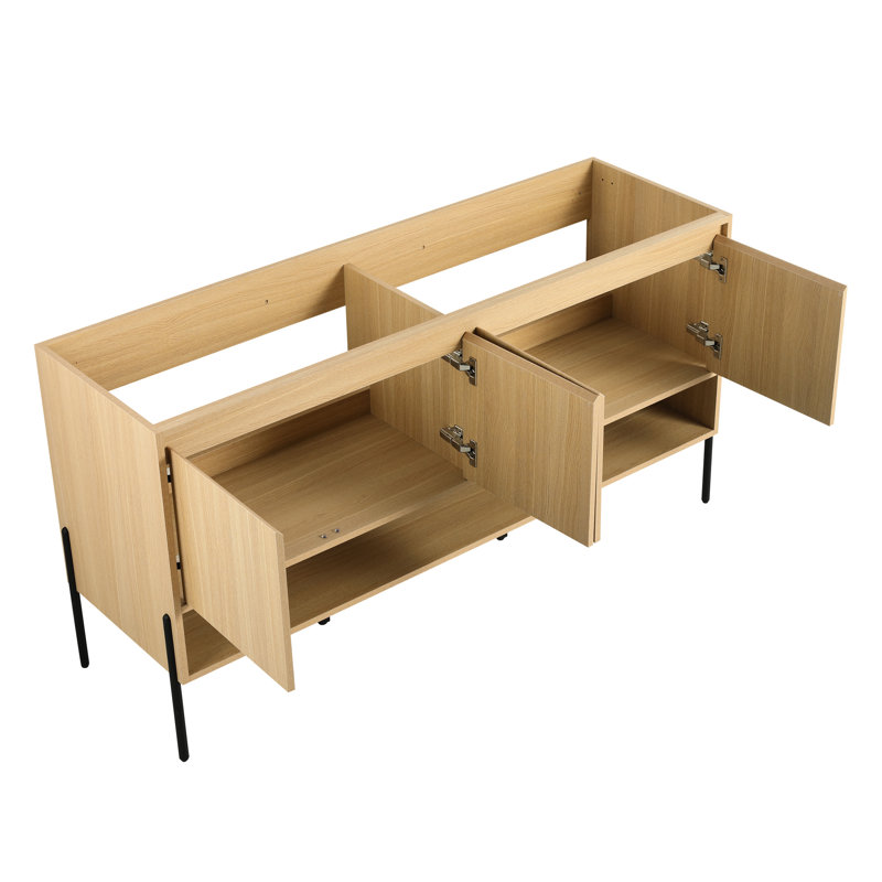 Meuble-lavabo autoportant 60 po en bois d'ingénierie à 4 portes à fermeture douce