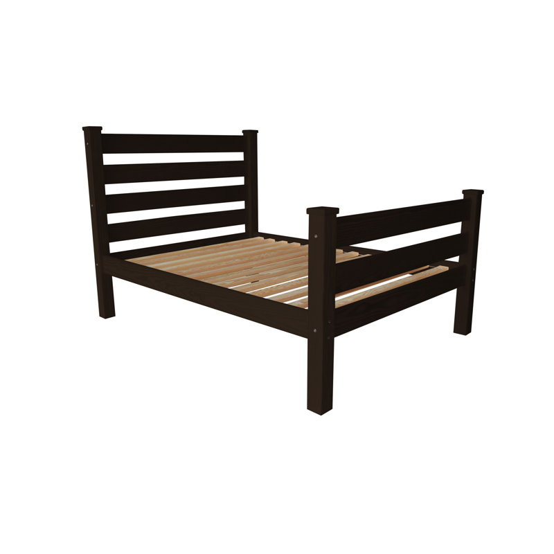 Structure de lit double en bois massif brun