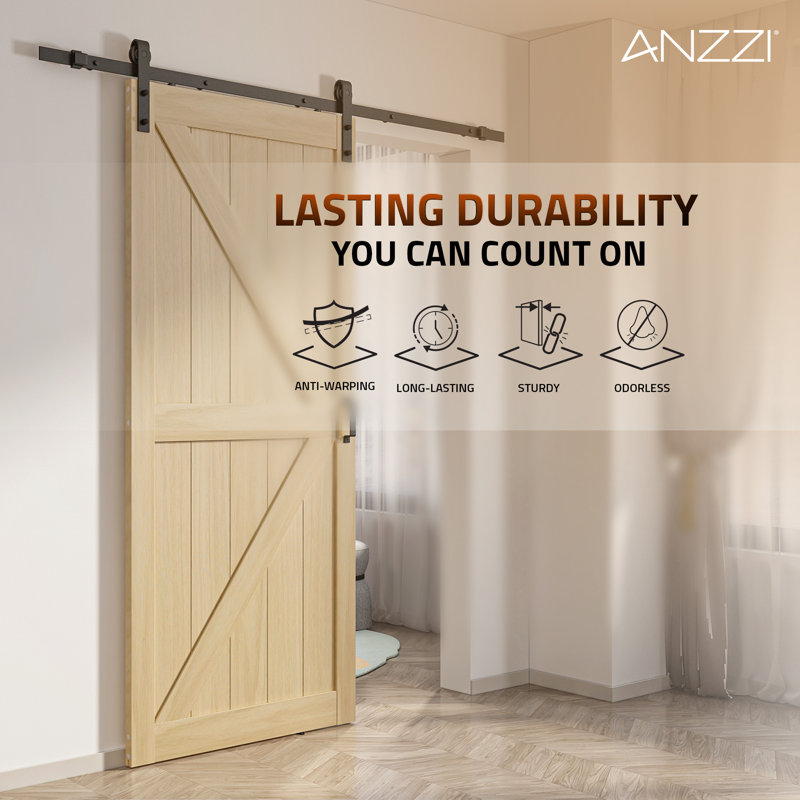 Tan 36" x 84" Sliding Barn Door with Hardware Kit