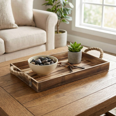 Baltazar Wooden Tray with Rope Handles