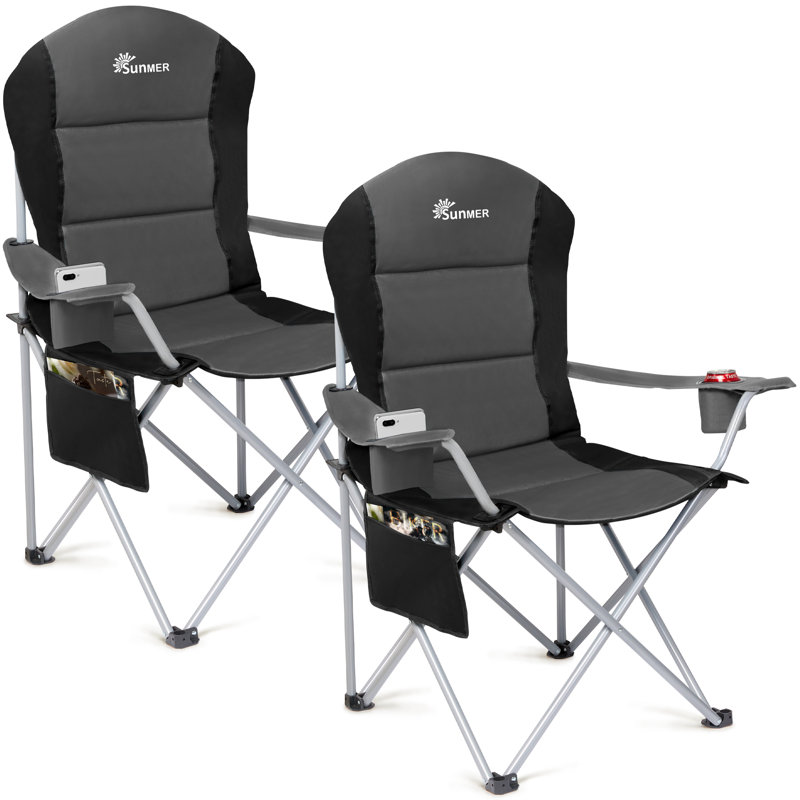 SUNMER Padded Camping Chairs (set Of 2), Gray/Black