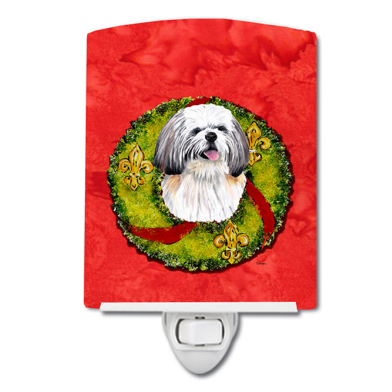 Éclairage de noël en céramique de noël cairn terrier, Shih Tzu