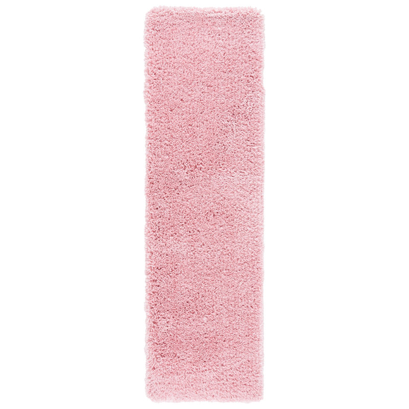Tapis rose touffeté à la main Slusser, Tapis de couloir 2 pi 3 po x 8 pi