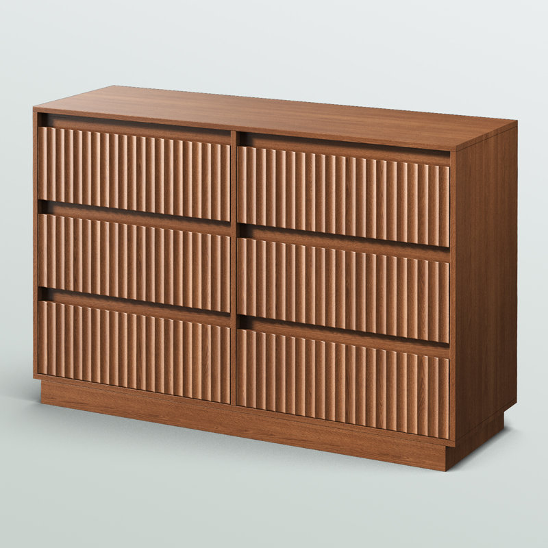 Dejesus 6-Drawer Dresser 47"W Double Dresser With Waveform Fluted Panel