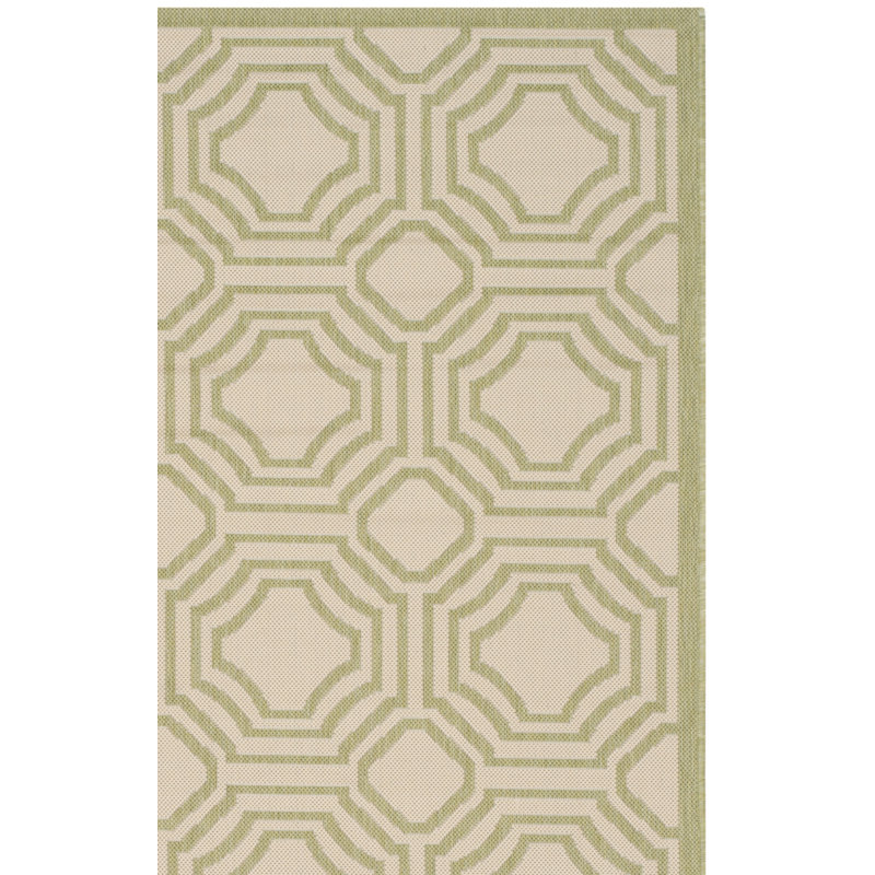 Arneshia Geometric Green/Beige Area Indoor/Outdoor Area Rug, Rectangle 2'7" x 5'