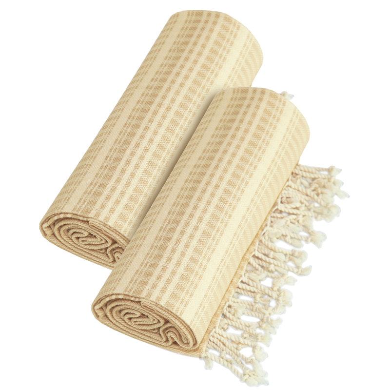  Ensemble de 2 serviettes en coton turc, Beige