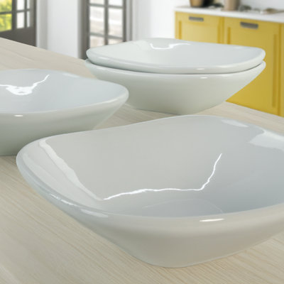 4-Piece, Impulse Square Dinner Bowls Set, 7.875", White