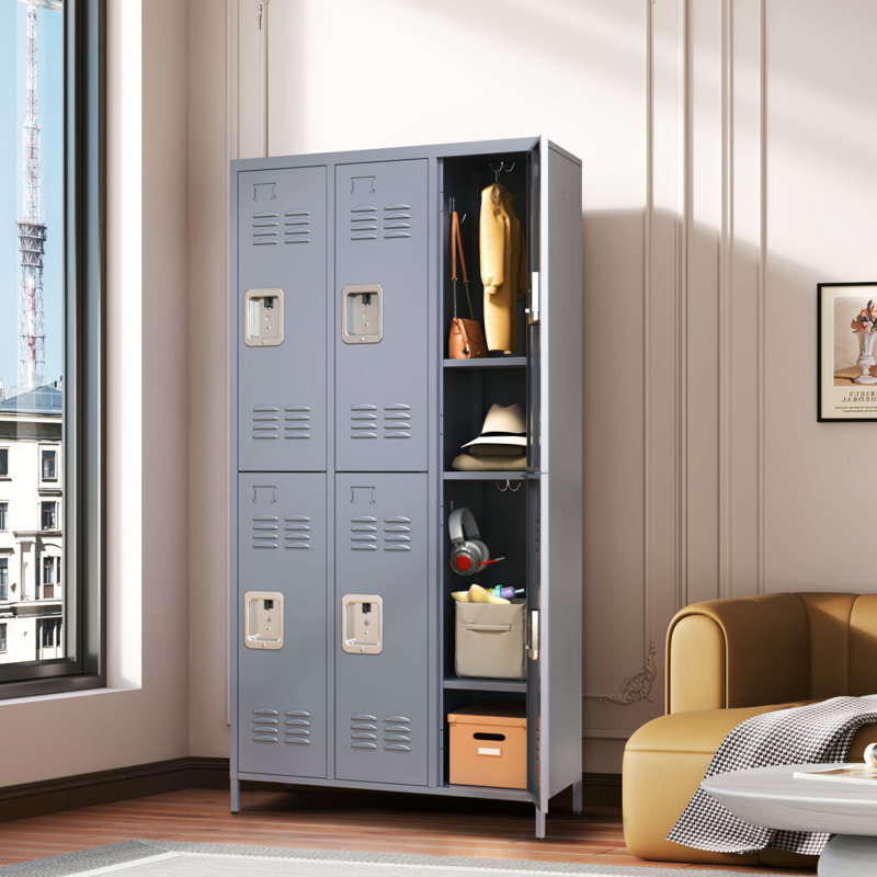 6 casiers en métal de 72 po de hauteur avec serrure pour les employés, armoire de rangement pour garage à domicile