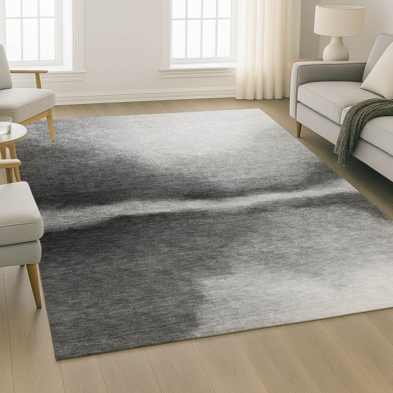 Premium Machine Washable Mayfield AMF2419 Abstract Rug, Gray, 10' x 14'