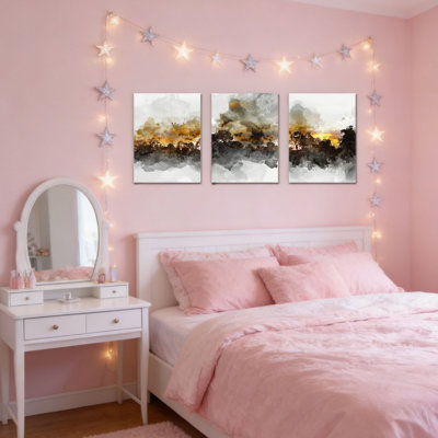 Ensemble de 3 toiles murales abstraites sans cadre noir et blanc 16 po x 24 po
