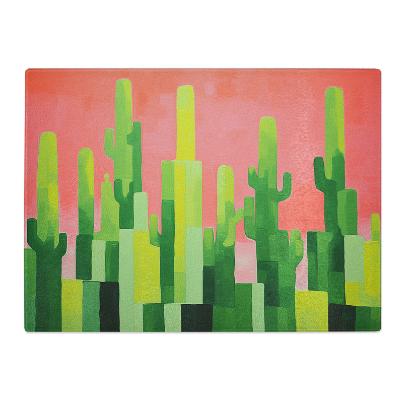 Cactus Minimalism  Glass Chopping Board