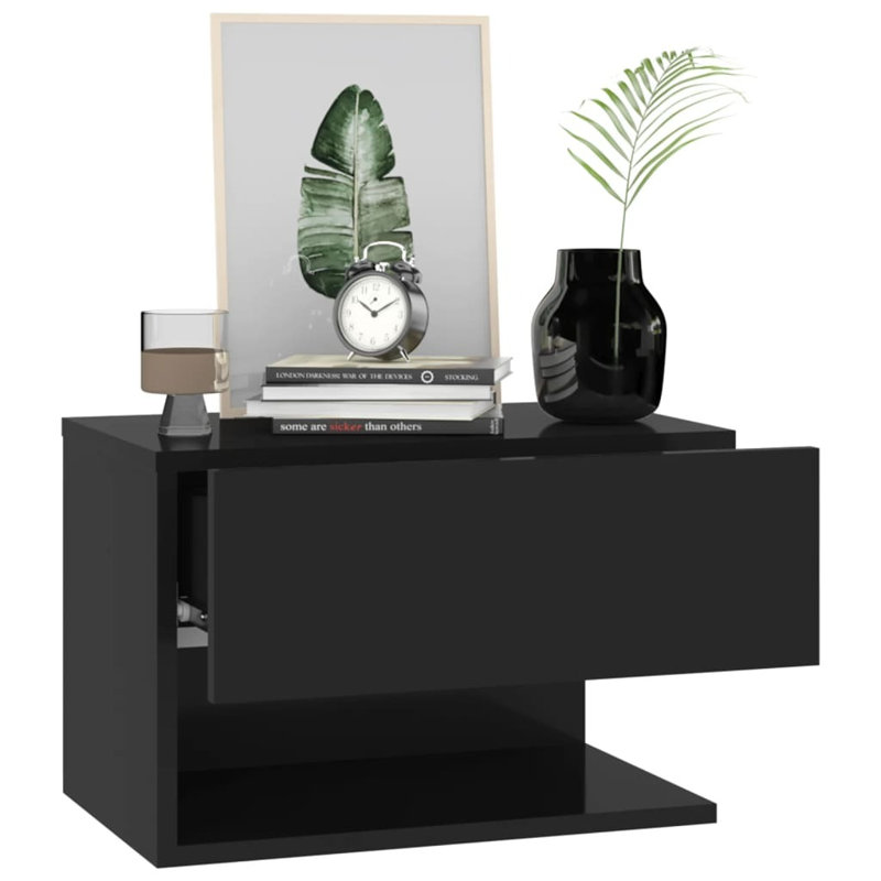 Jaicere Wall-mounted Bedside Cabinet, Black