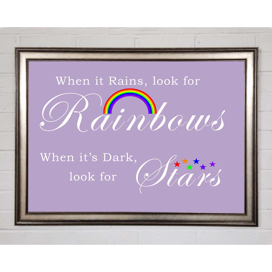 When It Rains Look for Rainbows 2 Lilac - Single Picture Frame Typography