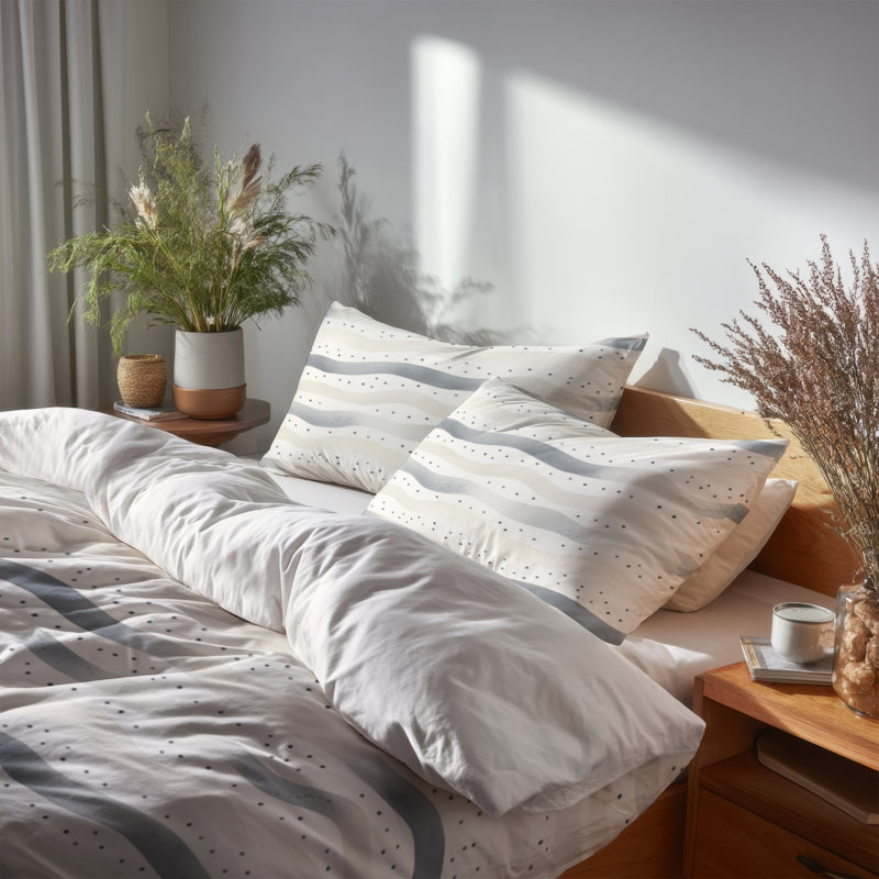 Ensemble de literie moderne 3 pièces - Ensemble de housse de couette et coussin décoratif Dots