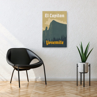 El Capitan Yosemite Landscape Classic Retro Vintage Pine Tree Forest Landscape Wall Art Print 1 Piece Wrapped Canvas Wall Art