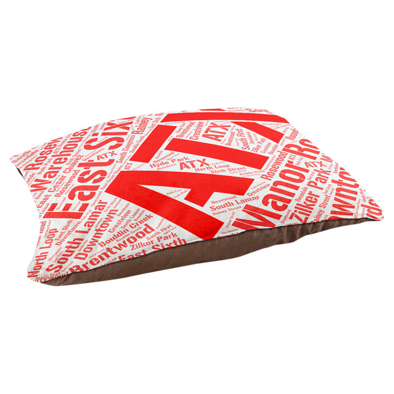 Coussin de chien « districts », Rouge, Grand (l 40 po x P 30 po x H 14 po), Austin