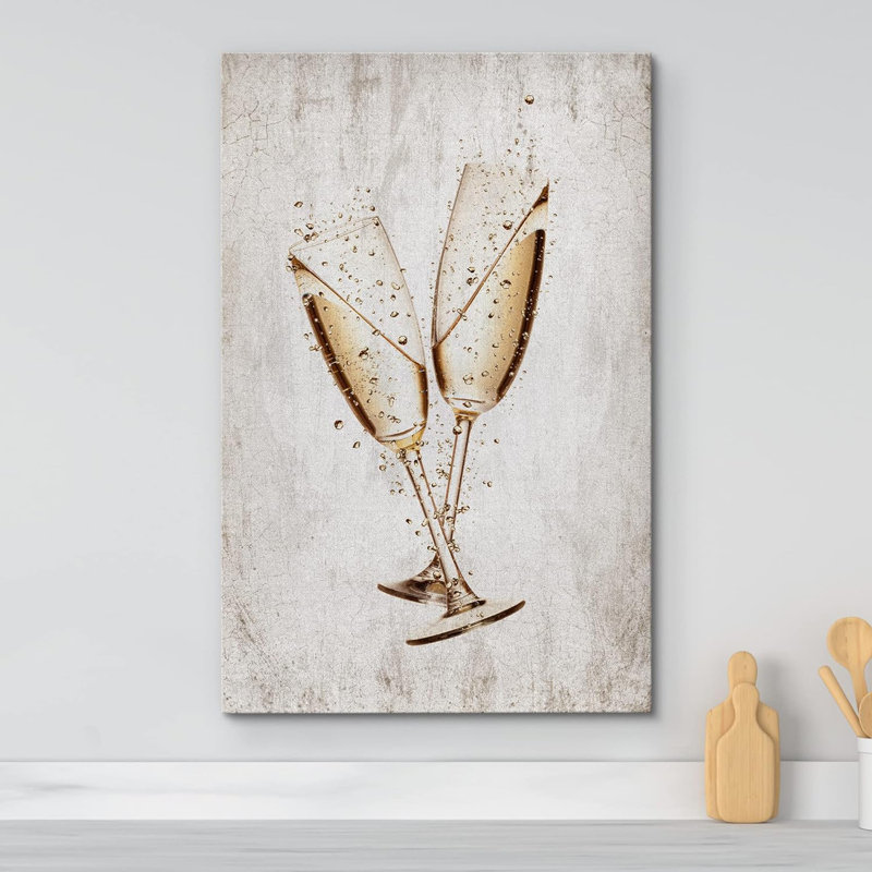 Rétro rétro champagne célébration sur toile, H 48 po x l 32 po x P 1,5 po