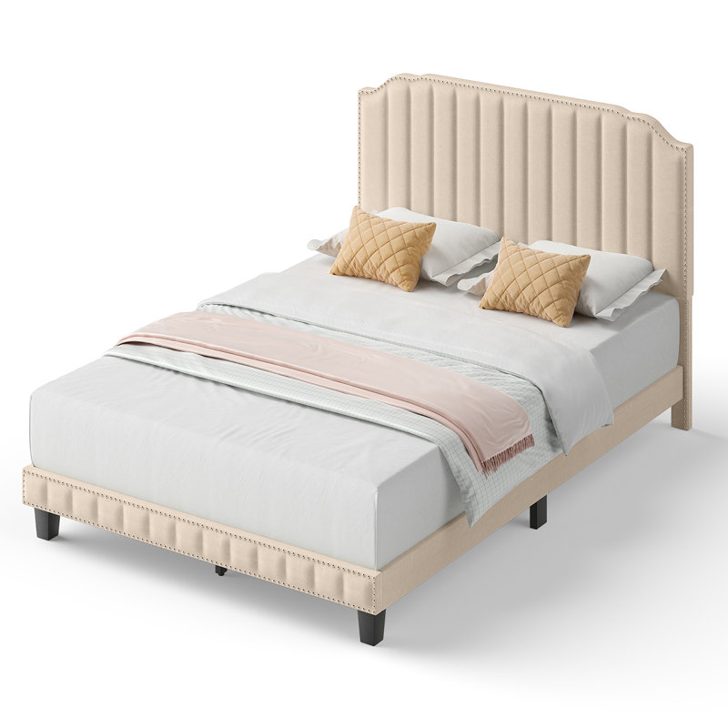 Lit plateforme double Saraphina, Double, Beige